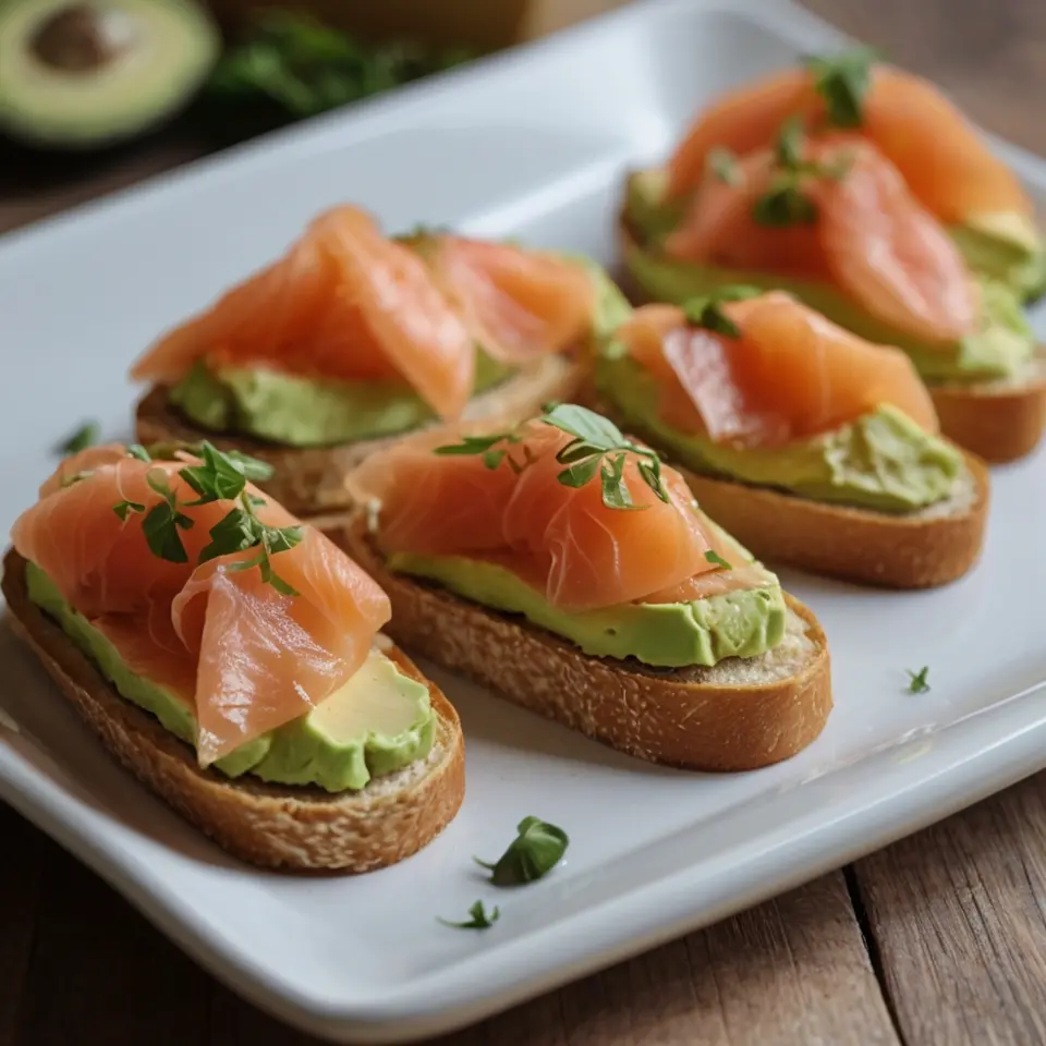 Smoked Salmon and Avocado Crostini