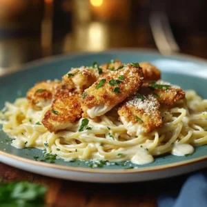 Crispy Chicken with Creamy Pasta